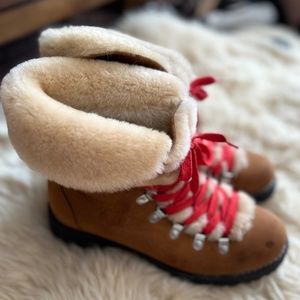 J. Crew Nubuck & Shearling Hiking Boots
